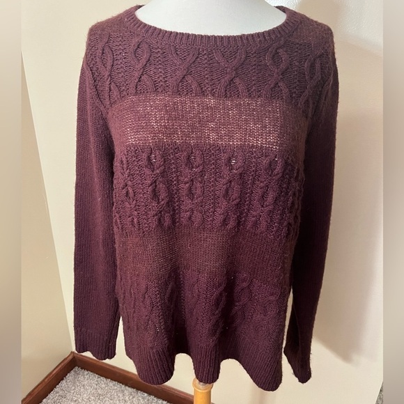 Ann Taylor Loft Plum Crewneck Sweater Sz L EUC - Picture 1 of 6